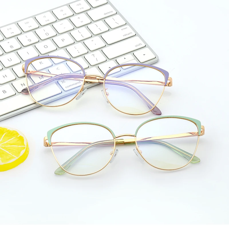 

MS 95675 Latest Trendy High Quality Optical Metal Frame With Blue Light Filter Computer Glasses For Women Ready To Ship