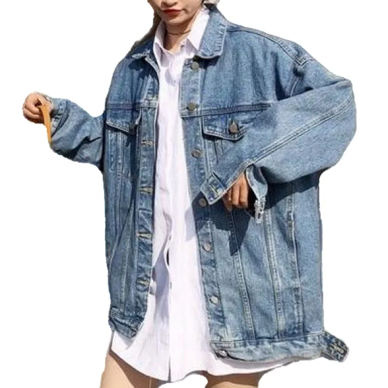 

2021 Women Wholesale Hot Seller Oversized Style Fashion Lady Spring Summer Jean Jacket Loose Denim Coat Denim Jackets, Picture