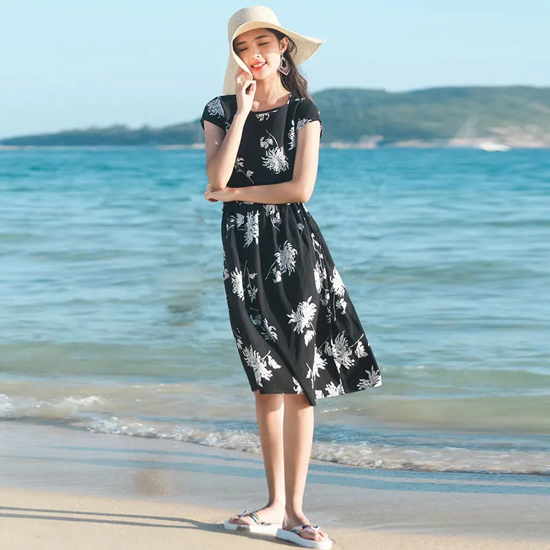 

Popular Breathable Printed Multi-color Printed Pattern Breathable Casual Ladies Dresses Increase Size, Picture color