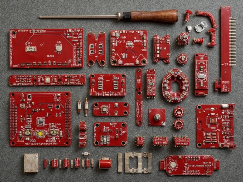 Redstone circuit components laid out for crafting