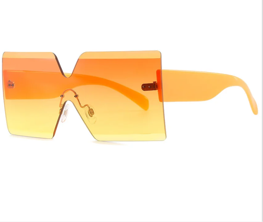 

Cool Fashion Big Square Rimless Glasses one -pieces Oversized Sunglasses, 8color