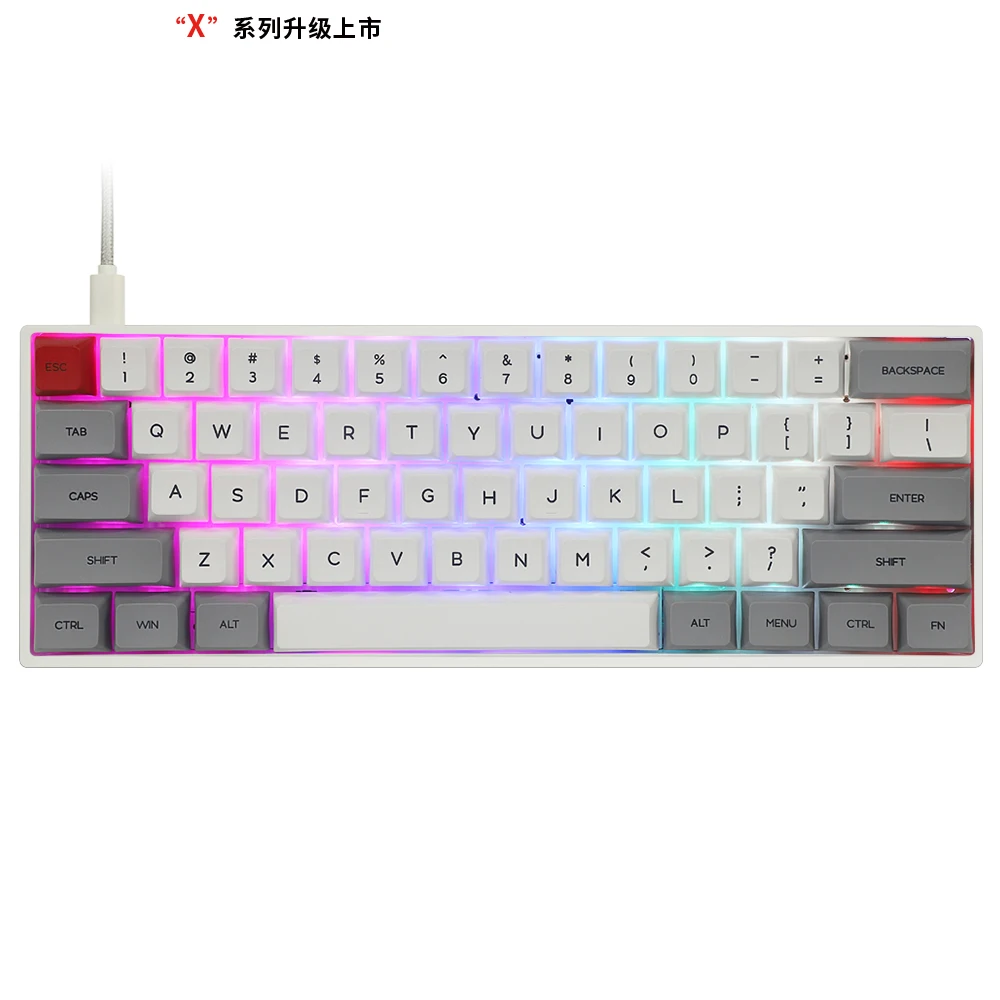 

GK61 Gateron customizable optical switch 61keys Contrast color ball keycaps wireless slim RGB gaming mechanical keyboard, Black/ white