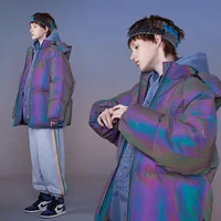 

Plus Size Reflective Design Colorful Custom Print Windproof Bomber Hood Jacket for Unisex