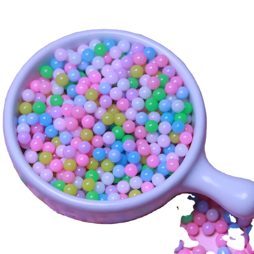 3mm 4mm 5mm Round Pastel Colorful No Hole Acrylic  Beads Loose Slime Beads For DIY Scrapbook Decoration Crafts Making