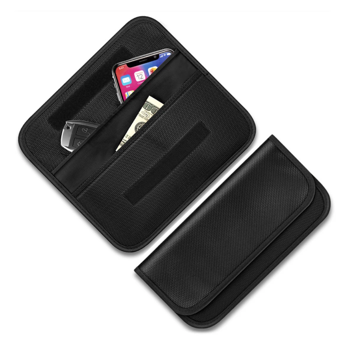 

Black oxford fabric 20*10cm Faraday Key Fob bag RFID Block Key Fob Pouch