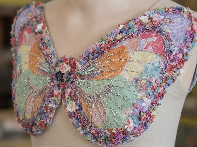 Applying recycled fabric to fairy wing frame