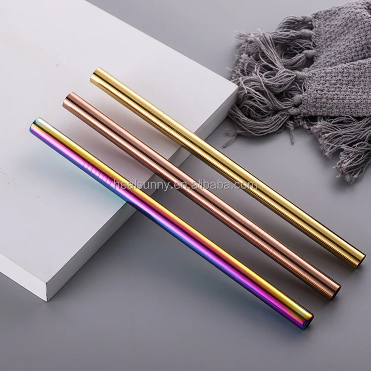 

Amazon Top Seller Reusable Metal Drinking Stainless Steel Straws With Customized Color Logo Packing, Muticolor