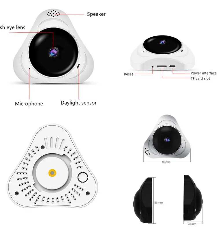 Hot Sale Home 360    Fisheye Wifi Panorama Ip Wireless Cctv