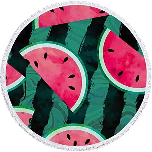 Fruit series printing luxury lint free quick-drying anti-sand summer beach camping microfiber round beach towel