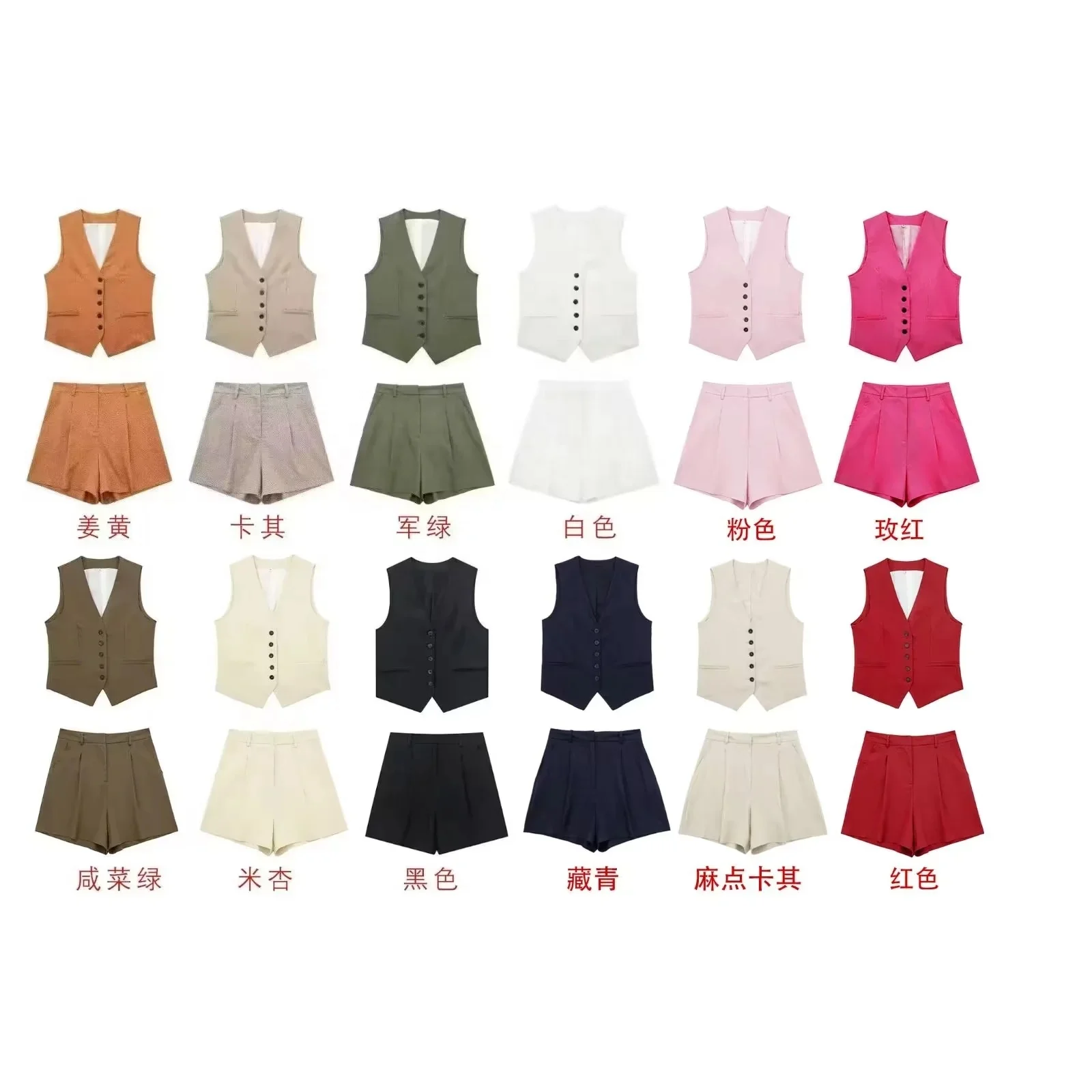 

Summer Linen Casual Shorts Vest Vest Top Woman 2 Pieces