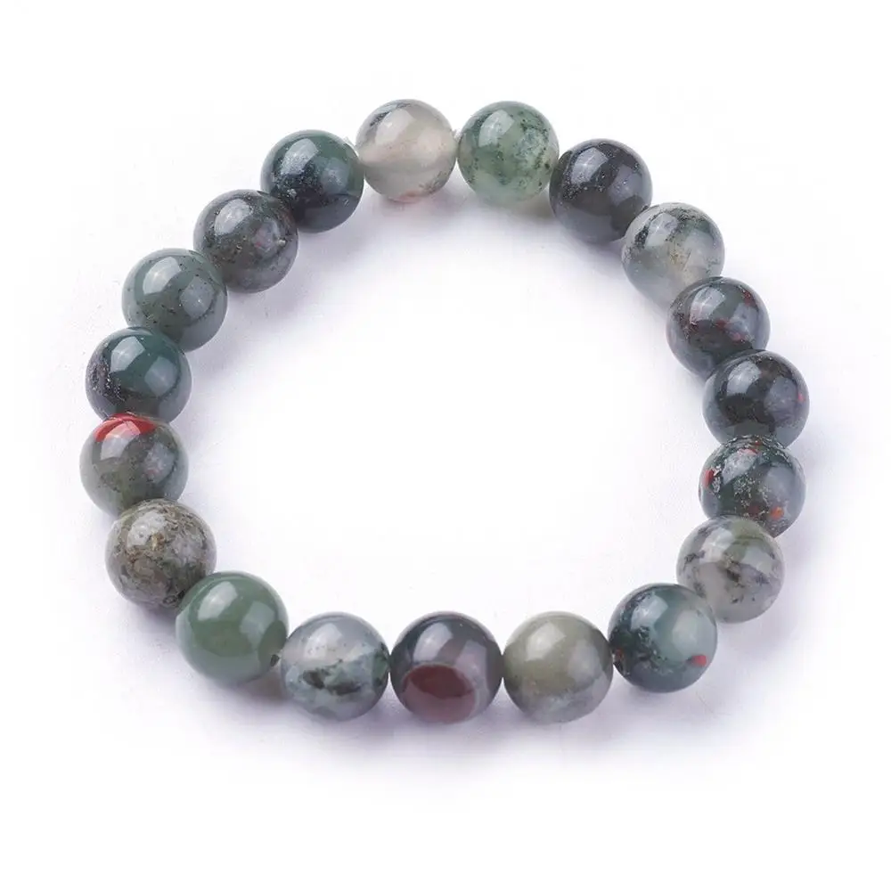 

PandaHall Natural African Bloodstone Round Beads Stretch Bracelets
