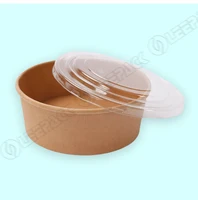 

China Manufacturer PE/PLA coated Disposable Brown Kraft Paper Salad Bowl with Lid