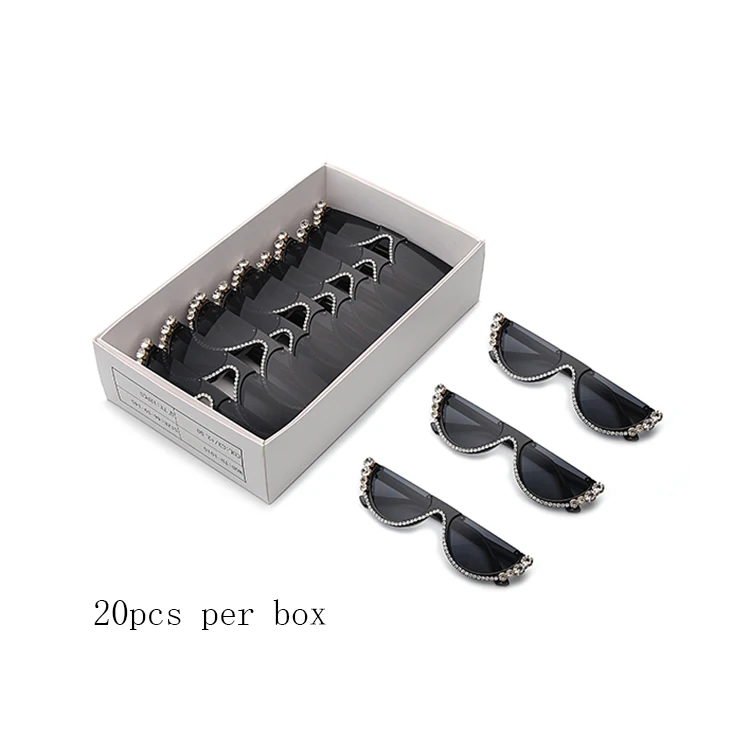 

SKYWAY Free Shipping 20Pcs Per Box Rhinestone Half Frame Sunglasses Hot Selling Fashion Cateye Women PC Sun Glasses UV400