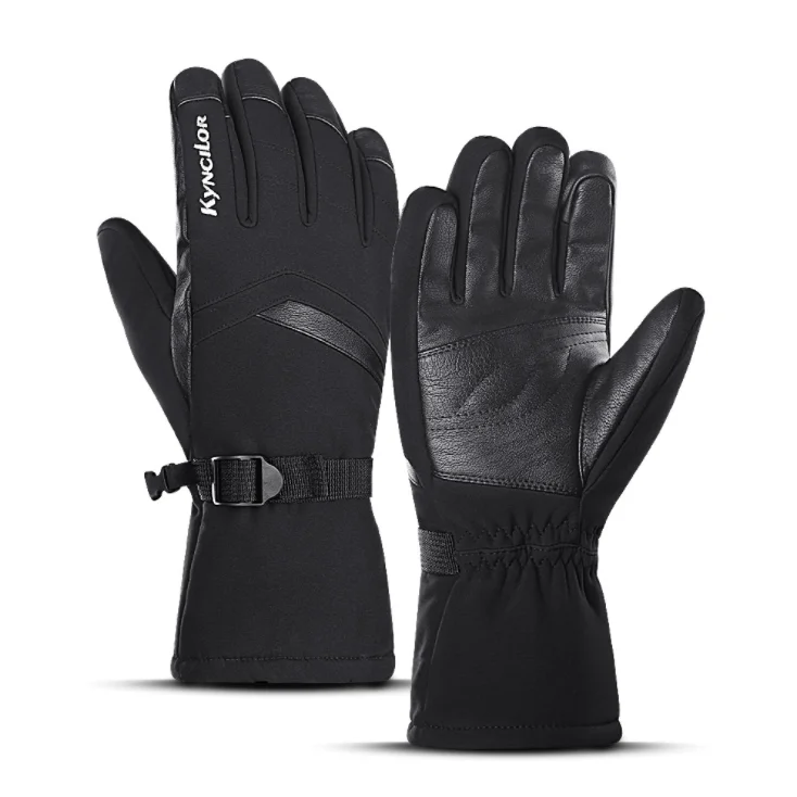 

Outdoor cycling warm protection and thicken anti-cold touch screen ski gloves, Black/gray