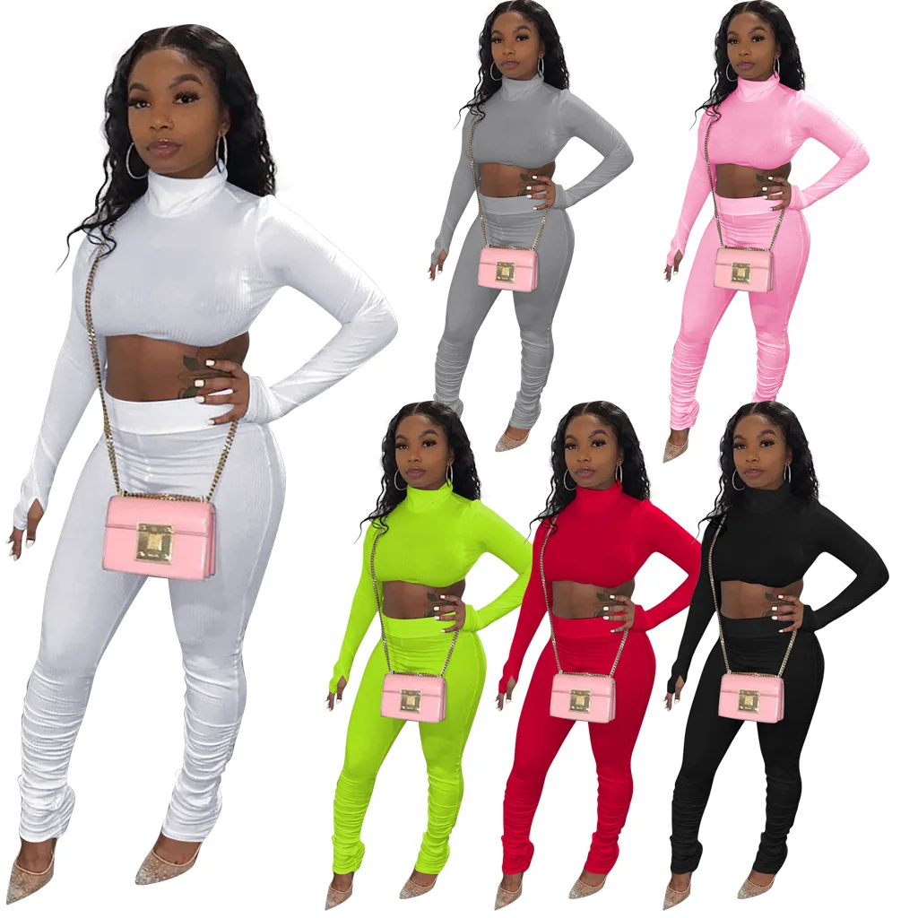 

Crop Top Two Piece Pants Set Fall Two Pieces Womens Sweat Suits Sets Wholesale Sweat Suits Apparel 2 Piece Pant Set Women