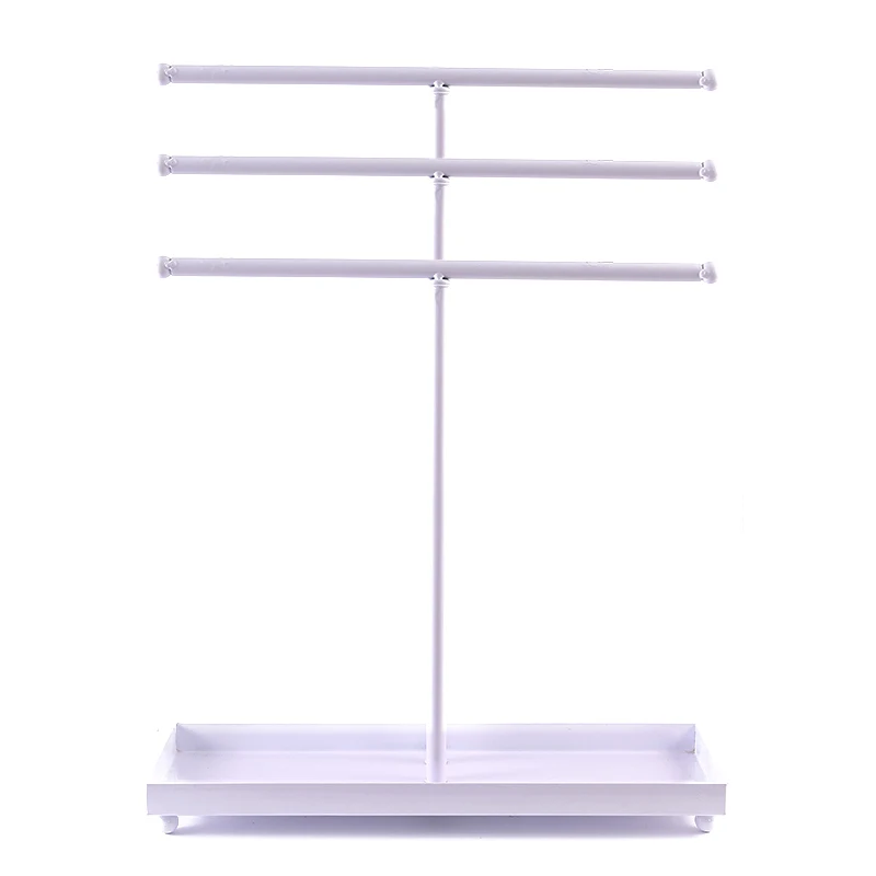 

Jewelry Display Stands Steel 3 Tier White Metal With Base White Bracelet Necklace Ring Custom Made Jewelry Display Rack