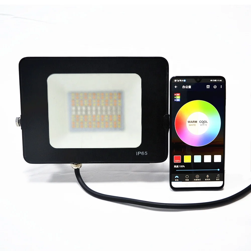 Flood Lights Phone App Smart Indoor Outdoor LED Floodlight Rgbcw phone app smart 50watt projector outdoor led flood light