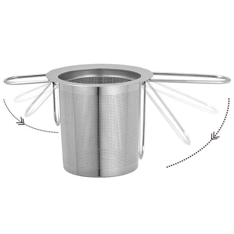 

Loose leaf tea making strainer metal stainless steel basket tea steeper foldable handle tea infuser