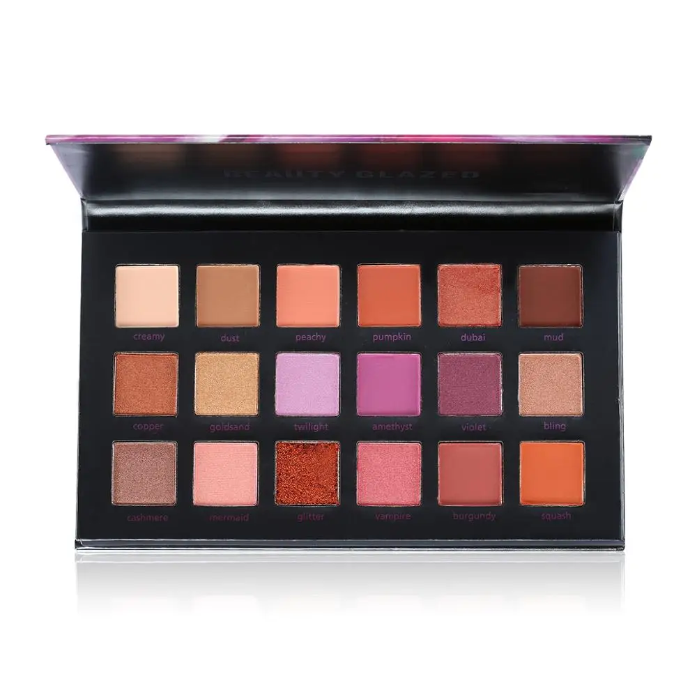 

Private label 18 Colors Makeup Shimmer Matte glitter Eyeshadow Palette Nude Mineral Warm Pigment Textured Eye Shadows Palette