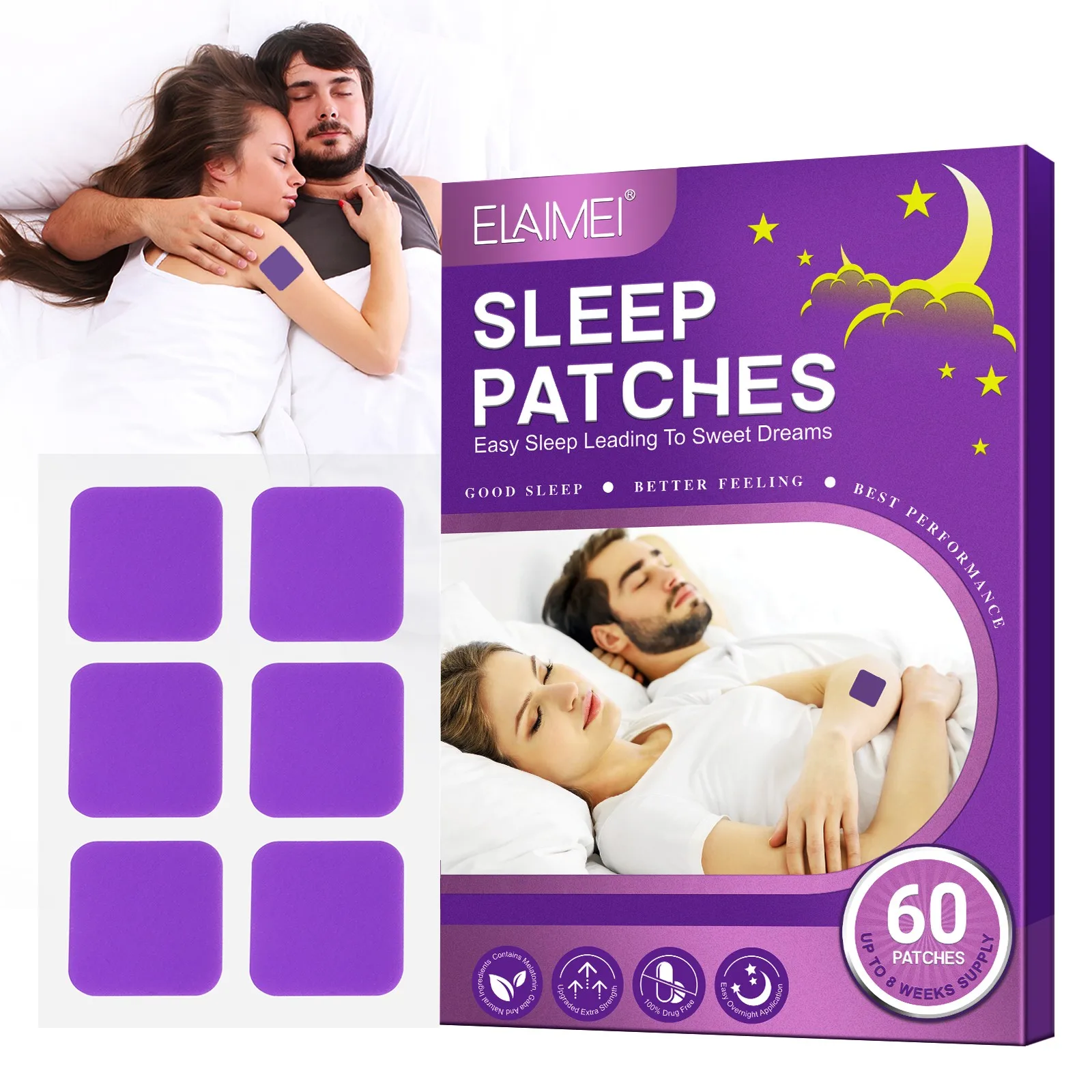 

Natural Sleep Promoting Stickers 60PCS Adults Sleeping Aid Patch to Improve Quality Sleep