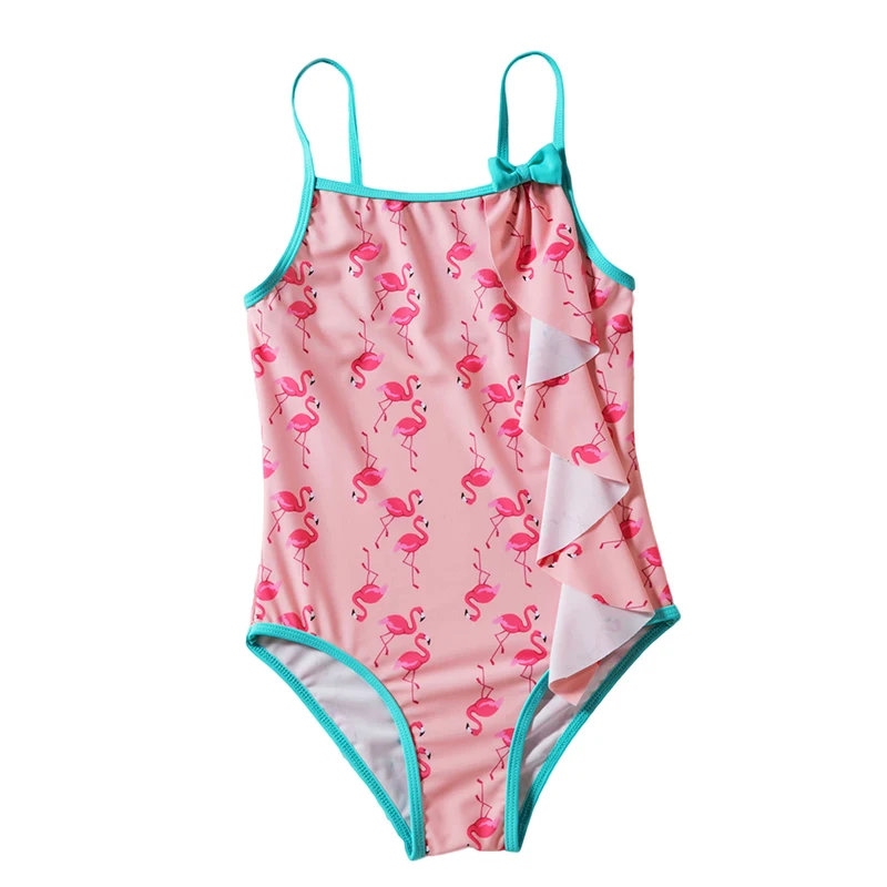 

Summer Beach Children Swimsuits Toddler Girl Flamingo Print Girls One-piece Swimwear