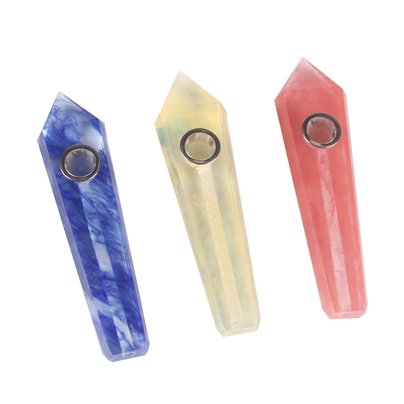 

Wholesale natural gemstone stone carving pipes Tourmaline stone smoking pipes smelting crystal quartz pipes, Different