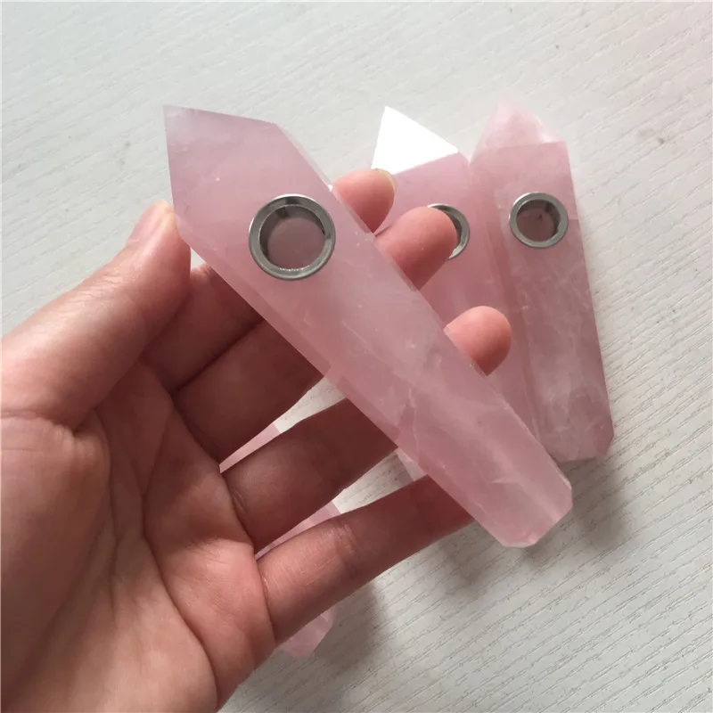 

Gemstone Quartz Pipe Rose Quartz Crystal Pipe Quartz Crystal Pipe, Pink