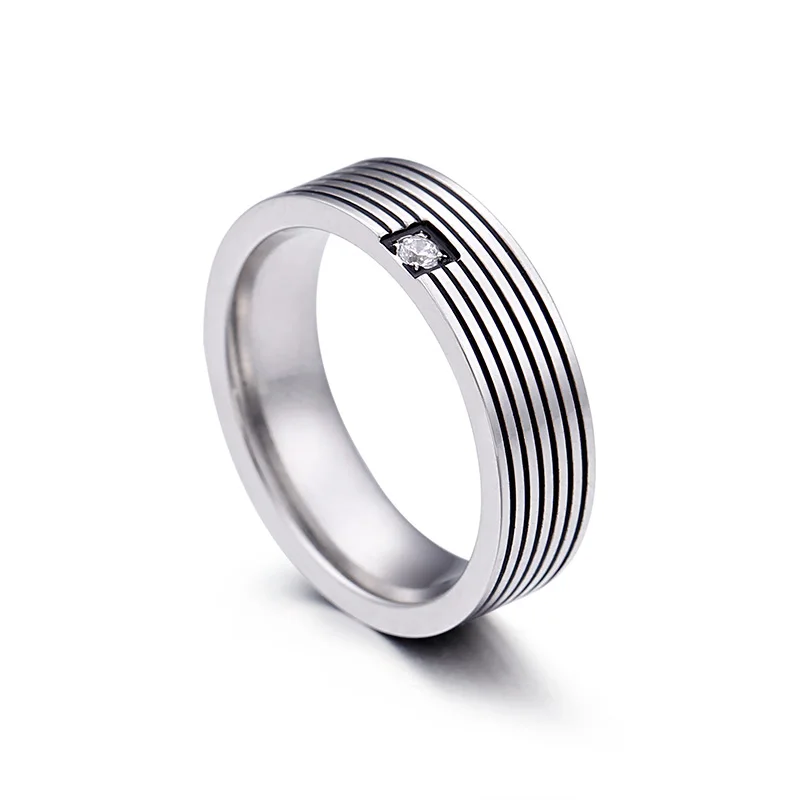 

New Design Popular Simple Exquisite Cubic Zircon Ring Accessories Stainless Steel Charm Ring, Silver