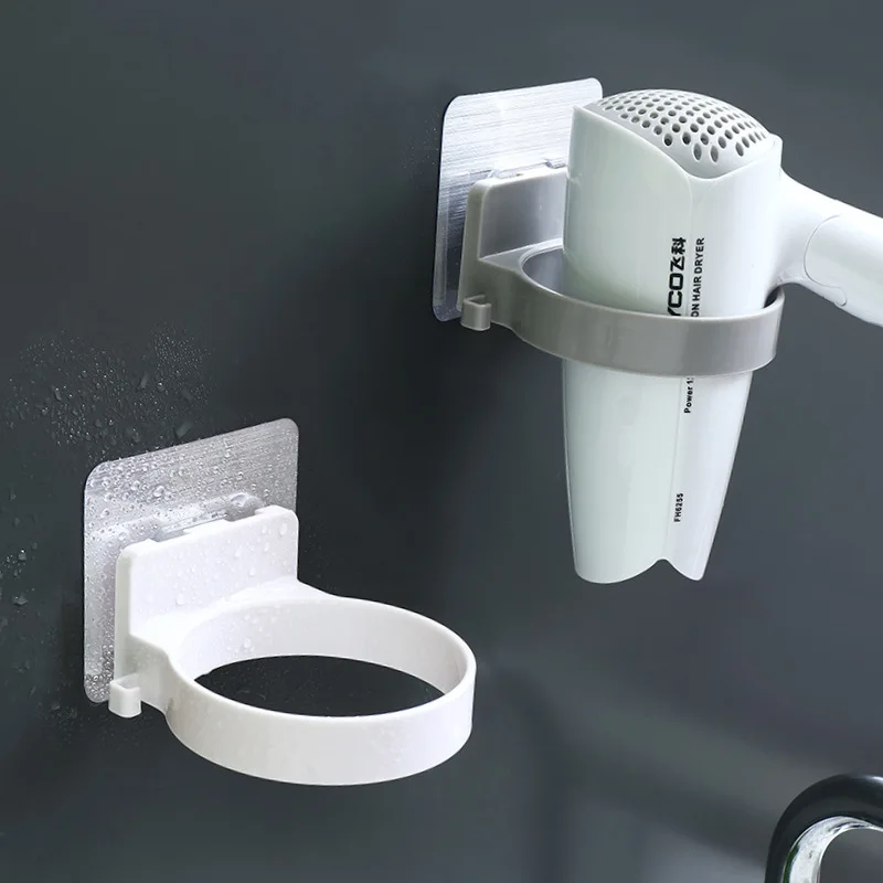 

Household Wall-mounted Hair Dryer Rack Simple Hair Dryer Storage Rack Wall Mounted Type Bathroom Hair Dryer-free Storage Rack, As photo