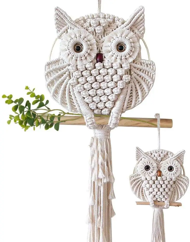 

Large Handmade Owl Cotton Decorative Macrame Wall Hanging Home Decor Art and Craft, Custom as request