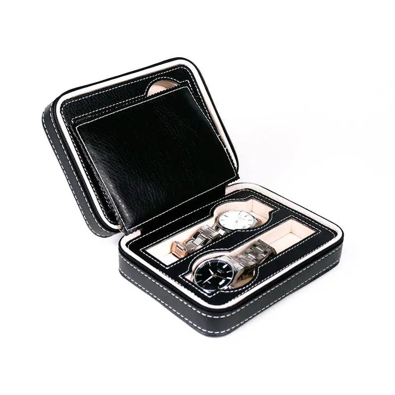 

Waterproof Elastic to Protect Plastic PU Leather Velvet Waterproof Watch Box 4 Slots Watch Storage Box