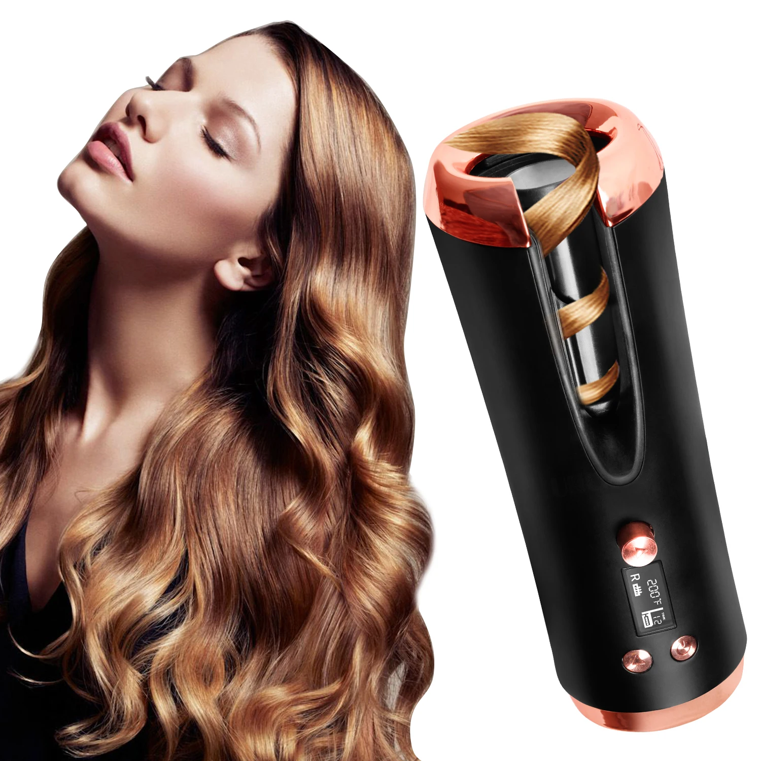 

Automatic Hair Curler Iron Wireless Curling USB Rechargeable Air Ceramic Roller Power Off Easy Use Practical Hair Styling Tools