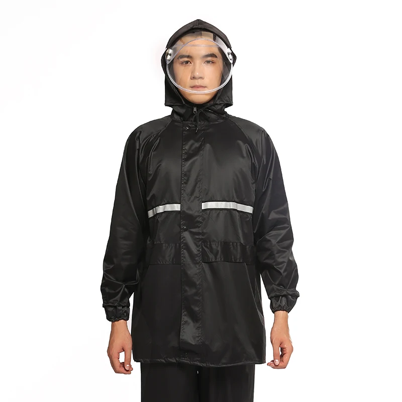 

Fashionable And Wearable Rider Raincoat Adults Black Jacket Rain Coat