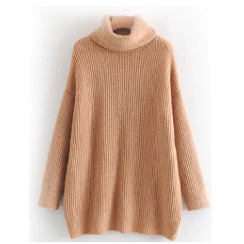 

Best Sale Top Quality Solid Color Female Sweater Autumn Winter Knitted Women High Collar Pullover Sweater