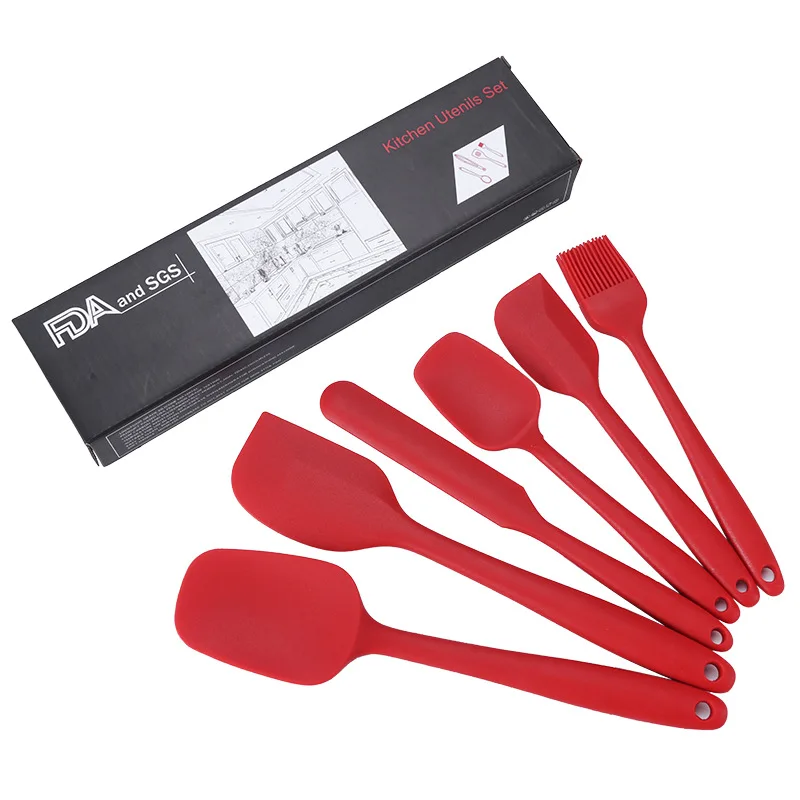

Non-Stick Heat-Resistant Silicone Kitchen Spatula Set For Cooking And Baking, Red/black