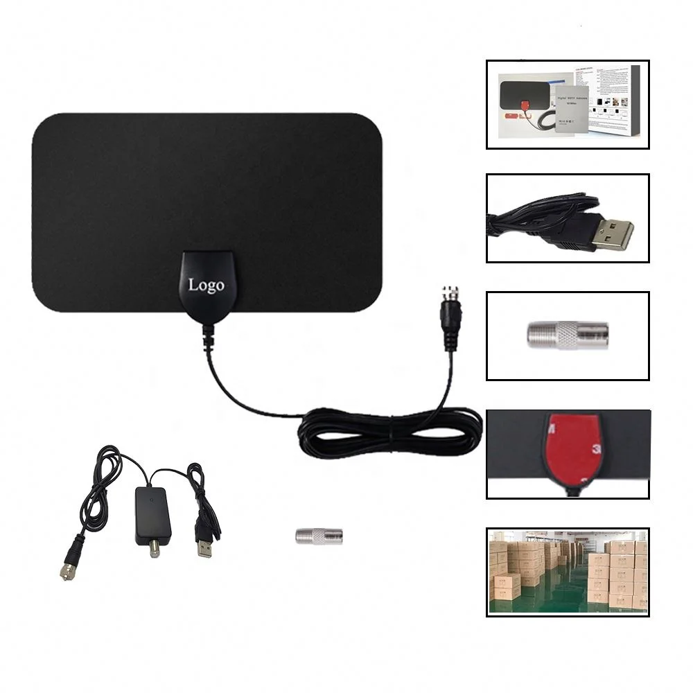 

TV Aerial Indoor 60 Miles Digital HDTV Antenna Freeview 4K 1080P HD FM VHF UHF Window Aerial for Local Channels Support ALL Tv