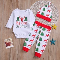 

2020 New Design Christmas New Born Baby Rompers Infant Clothing Baby Clothing Sets Santa Decoration