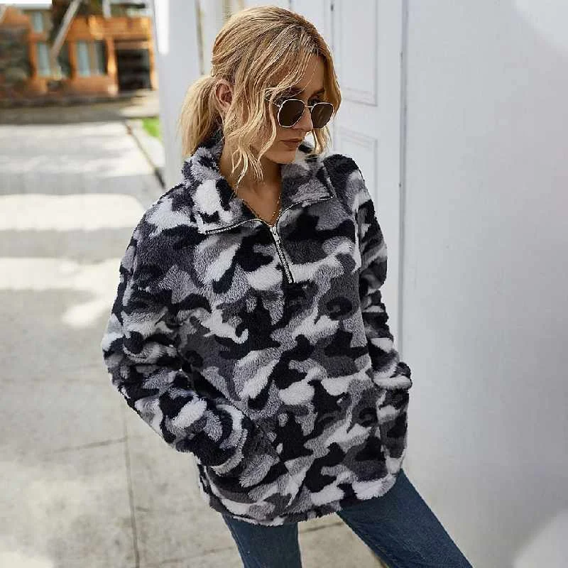 

women pullovers leopard print zipper sweatshirts ladies oversized hoodie harajuku