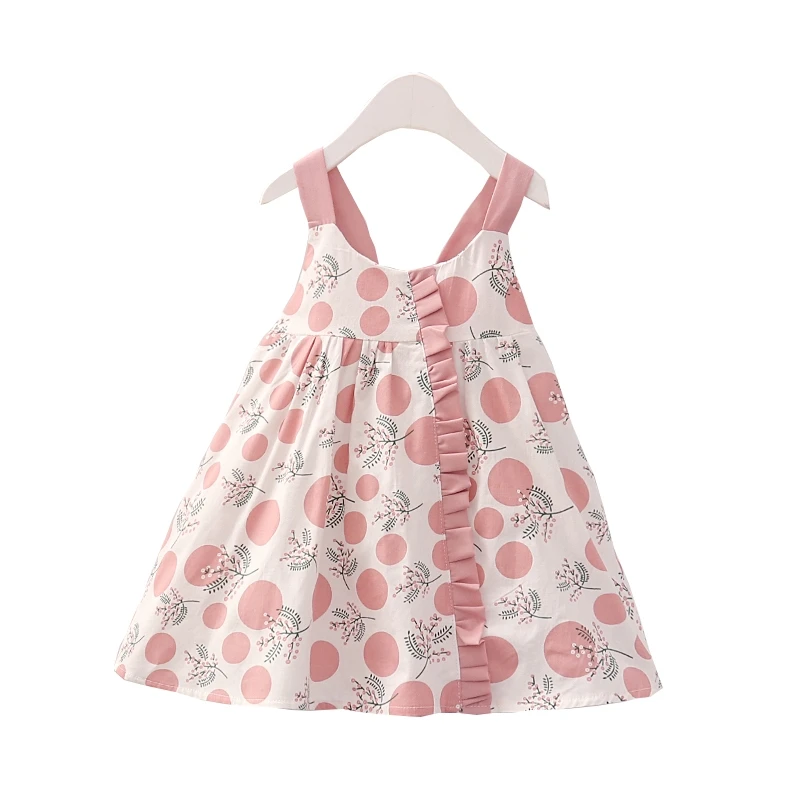 

Girls Suspender Dress Floral Print Dress Casual Summer Baby Dress, As picture