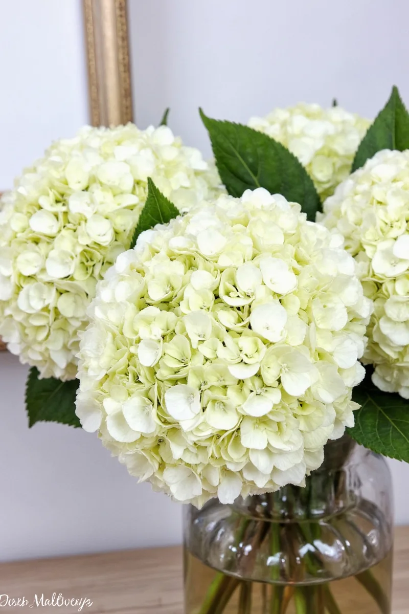 Silk hydrangea bouquet wrapped in burlap