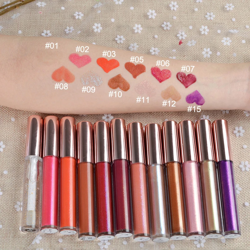 

Non Sticky Bling Bling Shiny Shimmer Pigment Lipgloss OEM Organic Rosehip Formula Glossier Lip Gloss