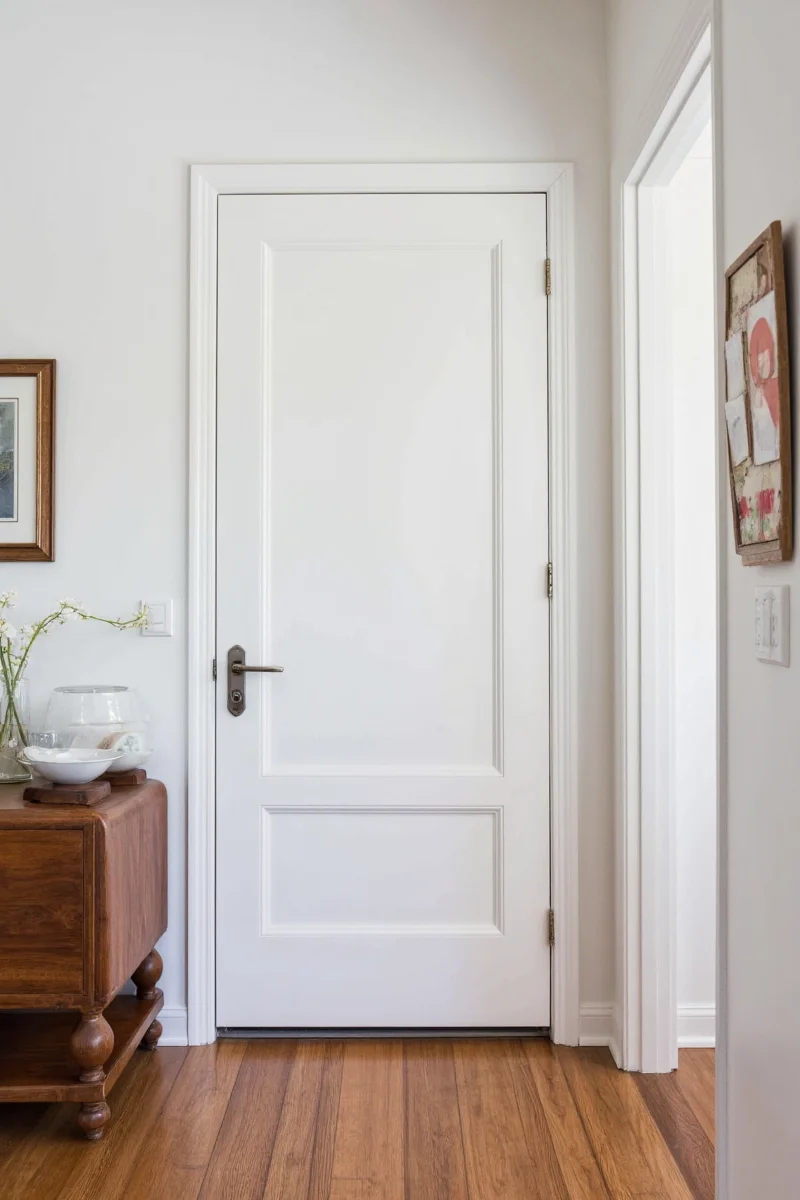 Fabric organizer hanging on the back of a bathroom door