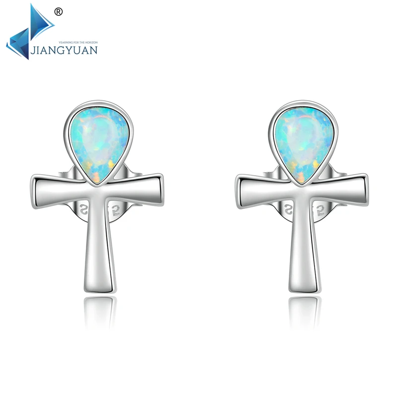 

BSE556 New trendy water drop blue opal 925 srterling silver women earring for sale