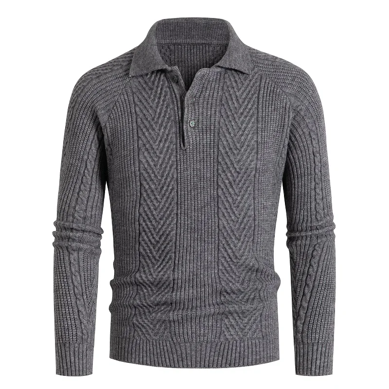 Wholesale New Models Winter European and American Anti-Wrinkle Knitted Zipper Lapel Men's Sweater