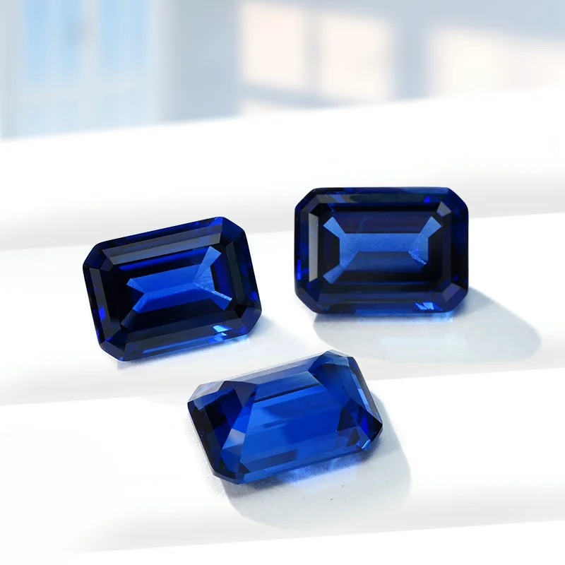 Starsgem Emerald Cut Royal Sapphire Lab Grown Gemstone Multiple Sizes Shape Lab Created Gemstone Blue Sapphire