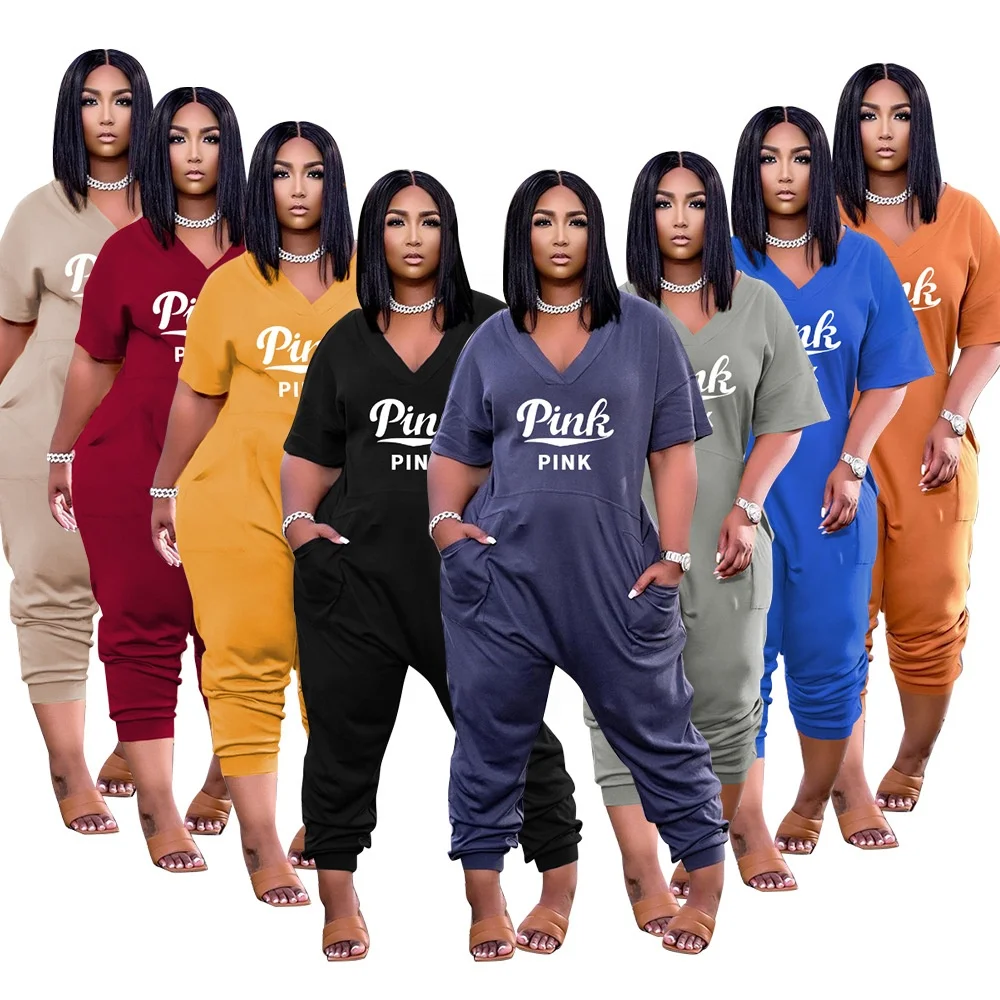 

casual Summer 2021 One Piece Jumpsuit joggers sweat suits Sportwear Bodycon Jogging Women plus size shorts Jumpsuits Clothing