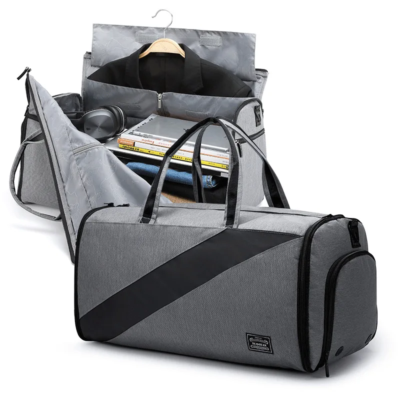 

DB048 Amazon Business Folding Suit Travel Duffle Bag Dry Wet Separation Waterproof Large Capacity Handbag Mens Garment Suit Bag, Multi