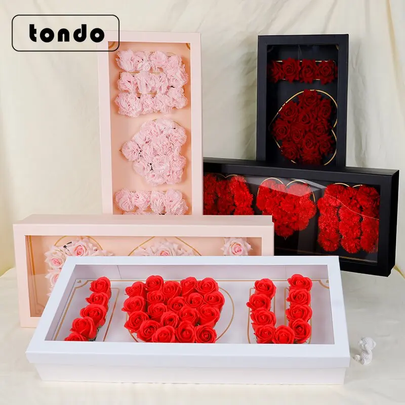 

Tondo Luxury Big Fold Flower Boxes Gift Clear Rectangle flower Paper Box Window Box For Valentine's Day