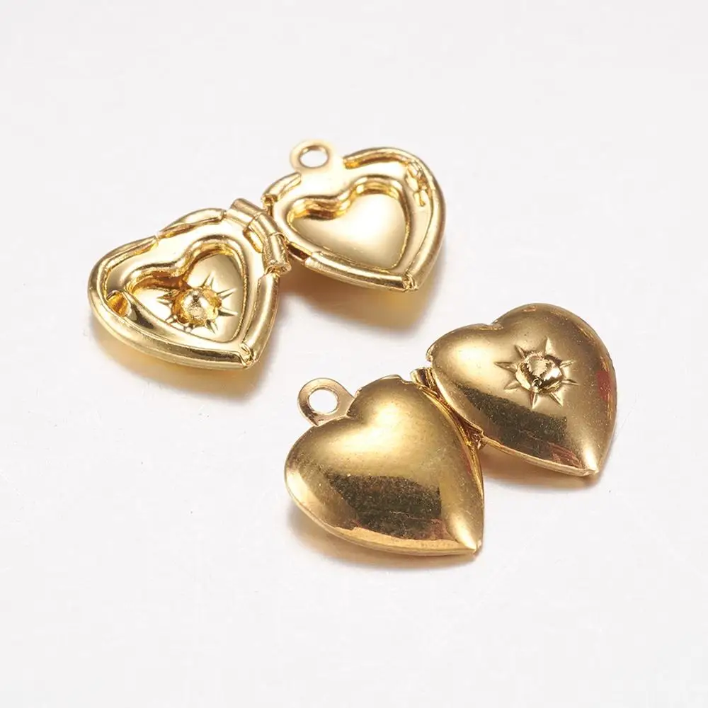 

Pandahall Heart Brass Golden Locket Pendants for Necklace, Gold