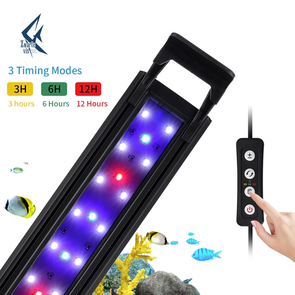 

Timed Fish Tank Stand Light White Blue Light Adjustable Aquarium Lamp 30-120cm Landscape Lights